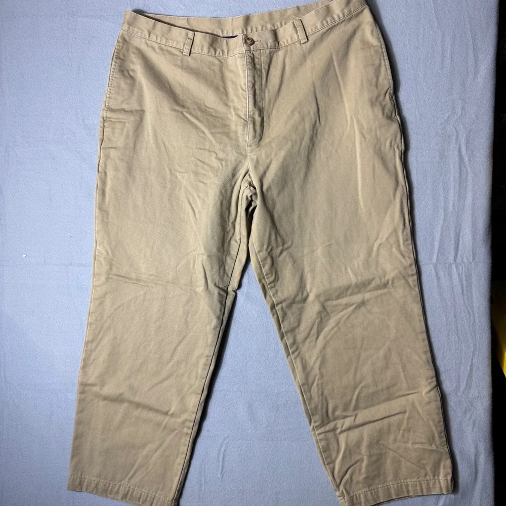 LL Bean Natural‎ Fit Flannel Lined Chino Pants Khaki Tan 162385 Mens 40x24